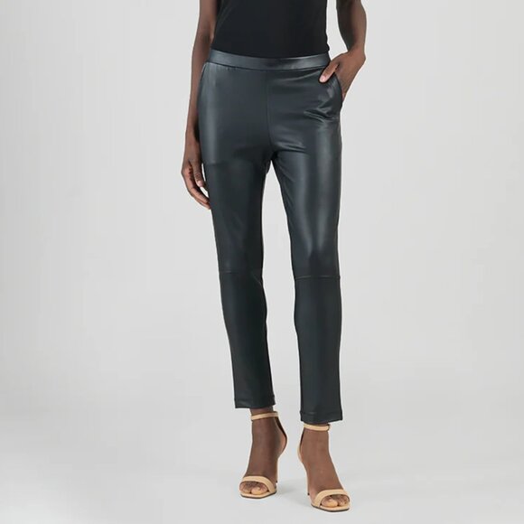 NEW NWOT CLARA SUN WOO LIQUID LEATHER SHEEN SIGNATURE SKINNY POCKET PANT VEGAN M - Picture 1 of 6